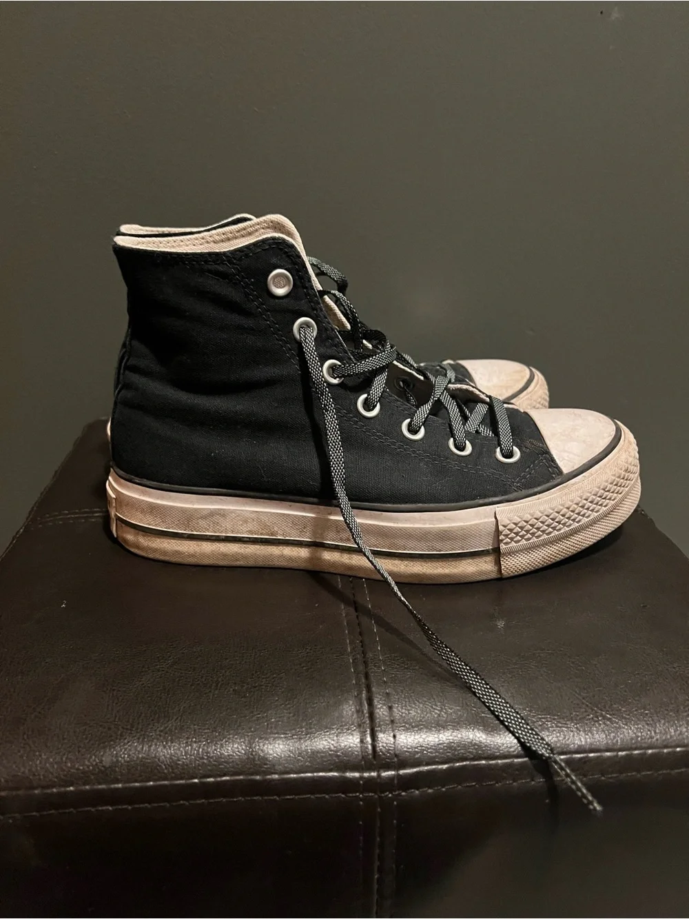 Converse Black High-Top Platform Sneakers with White Logo Patch